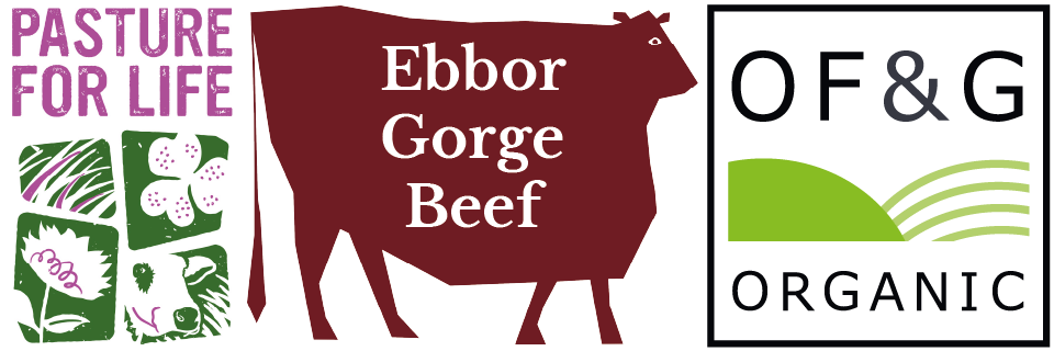 Pasture for life, Ebbor Gorge Farm and OF & G Organic logos